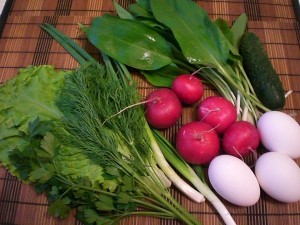 продукты для весеннего салата с черемшой