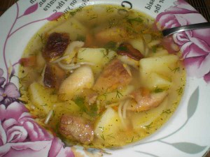 вермишелевый суп с белыми грибами